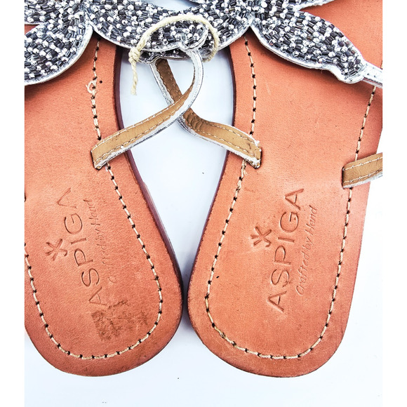 Aspiga Leather Coastal Special Occassion Hand Beaded Starfish FlipFlop Cruise 36 - Picture 2 of 8